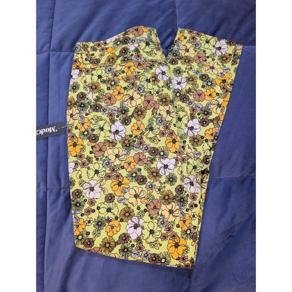 ModCloth Wildflower Valley Floral Jeans Retro 70s Slim Cotton - Size 10‎
